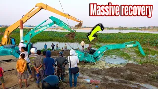 Massive Recovery Long Reach Excavator Get Sink In Water (Camera Version)