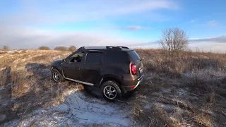 Первый снег, горки даются не всем, Duster, Rav4, Sportage 1, Нива, Шнива.