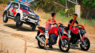 FUGA DA POLICIA COM MEU IRMAO DE MOTO NOVA | GTA 5 VIDA REAL