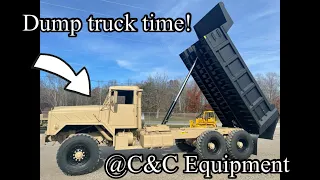 5 ton military dump truck build installing bed and spreading stone! @C_CEQUIPMENT