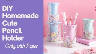 Diy Homemade Cute Pencil holder with only paper | Paper Crafts| School supplies DIY ideas