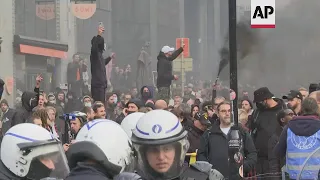 Brussels COVID demo clashes ongoing into evening