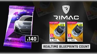 Asphalt 9 - RIMAC NEVERA Packs Opening - Realtime Blueprints Count For Drop Rate Check