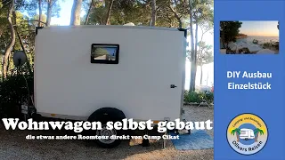 Wohnwagen selbstgemacht - Camp Cikat mit Porsche und Kofferanhänger