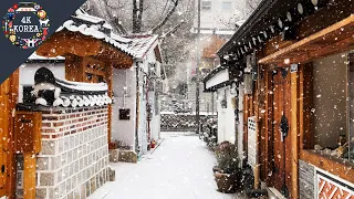 🌨❄⛄ Strong Heavy Snowy day, from Seochon Village to Samcheongdong | 4K KOREA | Dec.2022