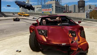 In traffic at a speed of 9999999, Niko's happy weekend！ - GTA4