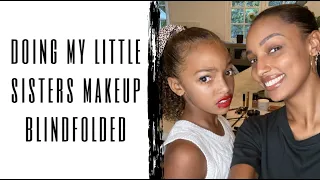 Doing My Little Sisters Makeup Blindfolded