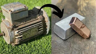 Scrap Yard Motor Melt - BigStackD Copper Casting - Trash To Treasure - ASMR Metal Melting