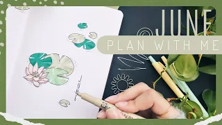 ⋆🪷˖ June 2024 PLAN WITH ME! full ASMR Bullet Journal Setup (Lotus Flower, Relaxing, Minimal Music)