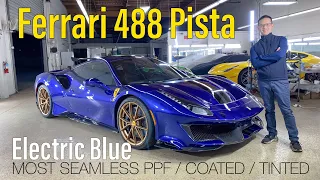 Ferrari 488 Pista: Electric Blue - The Most Seamless PPF, Ceramic Coating, & Best Tint in the World