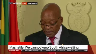 South Africa's Jacob Zuma announces resignation