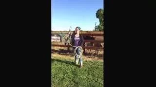 The Torn Edge heARTist, Michelle Gressel, learns the art of roping at New Horizon Ranch.