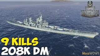 World of WarShips | Iowa | 9 KILLS | 208K Damage - Replay Gameplay 4K 60 fps