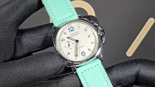 Panerai Strap for 42mm Luminor DUE in Light Blue with OEM Style Buckle on PAM00906 4K