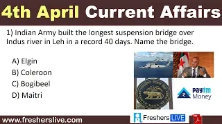 Current Affairs April 4 2019 Daily Current Affairs for RRB, SSC, UPSC, PSC, Banking Exams