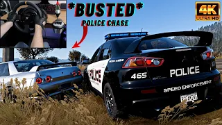 POLICE CHASE: NISSAN R32 Racer in Forza Horizon 5 | Steering Wheel Gameplay [4K]