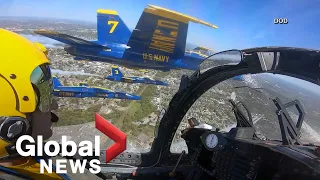 Coronavirus outbreak: Inside a military jet cockpit as squad soars over NYC to salute front lines