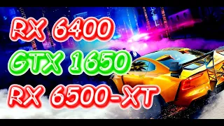 RX 6400 vs. GTX 1650 vs. RX 6500-XT - NFS Heat - 1080p