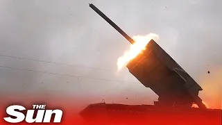 Russian forces unleash TOS-1A Solnysepyok missile launchers