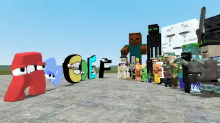 ALPHABET LORE FAMILY VS ALL MINECRAFT MOBS In Garry's Mod!