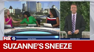 Funny moment when Suzanne Spencer sneezed on-air | FOX6 News Milwaukee