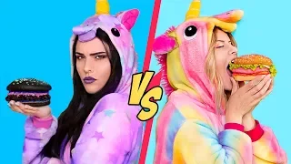 Good Unicorn Food vs Bad Unicorn Food Challenge! / 11 Rainbow Unicorn Recipes