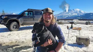 WINTER Truck Camping Next To Active VOLCANO!!