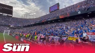 Rangers fans outnumber Frankfurt fans inside the Europa League Final stadium