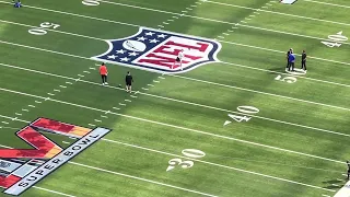 Joe Burrow warming up at the Super Bowl