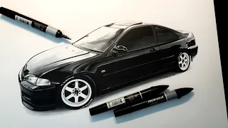 Drawing a Honda Civic 5th Gen like a pro :)