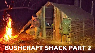 Solo Overnight Building a Shack In The Woods PART 2 With Announcements and Bacon Wrapped Meat