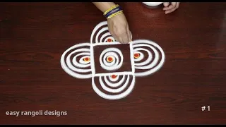 2 Amazing rangoli designs for Beginners🌺Easy & simple kolam🌺small Apartment muggulu