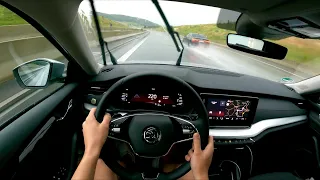 Skoda Octavia | 4K POV top speed test drive heavy rain on german Autobahn | 220kmh+ | ASMR sound ✔️