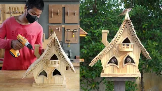 Build Wooden Halloween Bird House Bird Feeder and Feeding the Birds