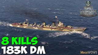 World of WarShips | Shimakaze | 8 KILLS | 185K Damage - Replay Gameplay 4K 60 fps