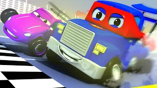 Masina de curse - Super Camionul Carl în Orasul Masinilor 🚚 ⍟ Desene pentru copii