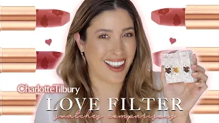 NEW * CHARLOTTE TILBURY LOVE FILTER LIPTICKS Swatches Comparisons Review BRIDAL WEDDING COLLECTION 3