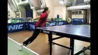 Table Tennis training with the wheel (FH Counterspin) Dina Meshref / Egypt