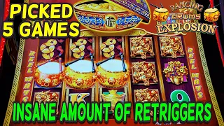 RETRIGGER INSANITY on DANCING DRUMS EXPLOSION SLOT GOLD DRUM BONUS | Las Vegas Slots | Resorts World