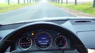 Mercedes C63 AMG Acceleration 0-160 km/h Kickdown Onboard Driver View + Outside exhaust Sound C204