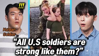 The reason Korean Soldier is surprised at U.S Woman Soldier's Workout