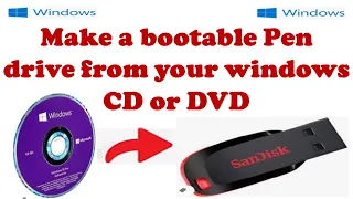 make a bootable USB drive from your windows CD/DVD.