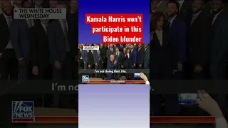 Biden awkwardly kneels next to Kamala Harris #shorts #shortsfeed