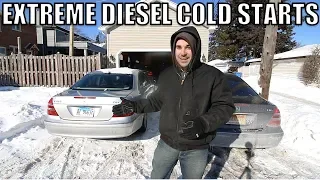 Here's How Bad My Turbo Diesel Mercedes Starts In -15 Degree Air & -40 Wind Chill. Sounds Horrible