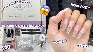 TRYING $28 SAVILAND GEL X NAIL KIT DUPE FROM AMAZON INCLUDES A NAIL DRILL | AFFORDABLE NAILS AT HOME