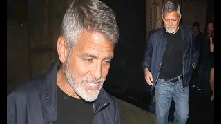 George Clooney cuts a suave figure for dinner in Hollywood...after being moved to tears by wife Amal