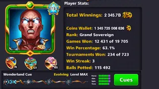 BEST 8 Ball Pool ACCOUNT - All Legendary Cues, MAX CUES, Galaxy Cue, Lightning Cue, 12,000 GAMES WON