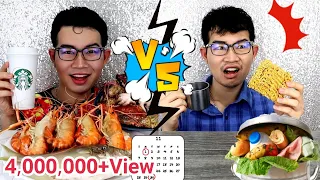 ชาเลนจ์ต้นเดือน VS สิ้นเดือน อาหาร ถูก VS แพง #Mukbang​ First vs Last Month FOOD CHALLENGE:ขันติ