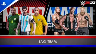 WWE 2K22 Messi, Mane, Ronaldo Brazil, vs The Rock, Brock Lesnar, Stone Cold, Tag Team | PS5 4K
