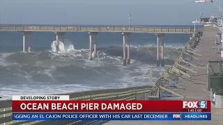 High Surf Damages Ocean Beach Pier